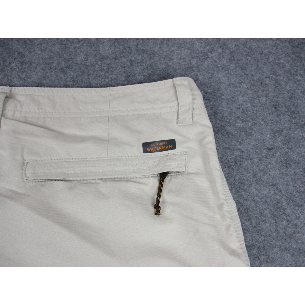 Quiksilver Shorts Mens 38 Beige Cargo Waterman Outdoor Zip Pockets 8